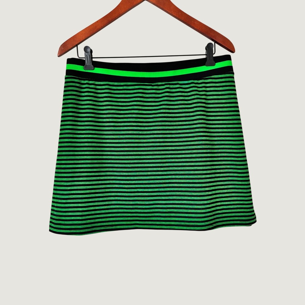 Future Collective Kahlana Barfield Brown Green Black Striped Mini Skirt 1X Plus